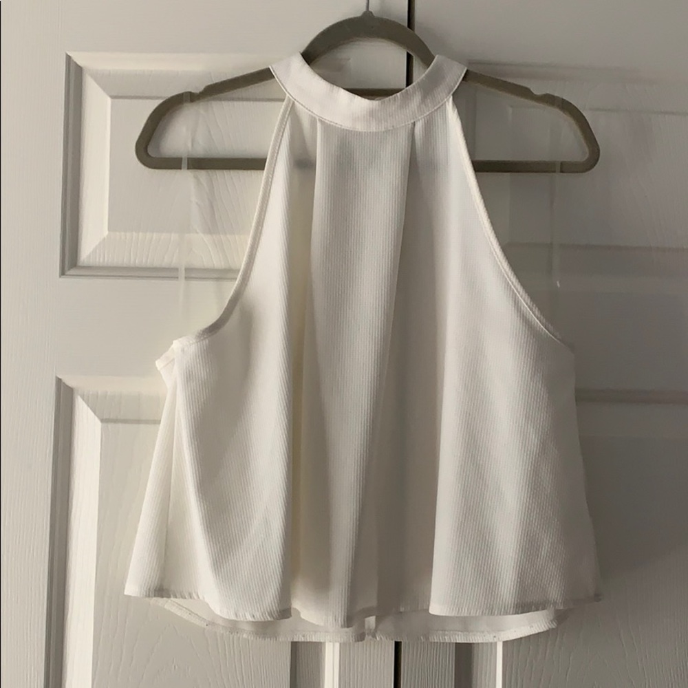 White Halter Top Shirt Size L